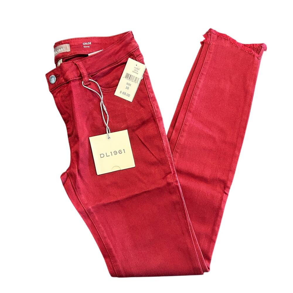 NWT DL1961 Chloe Skinny Jeans, Carmine Red, Girls Size 16